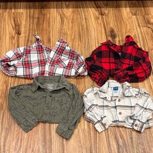 Plaid Kids Shirts Set - Red, Green, White